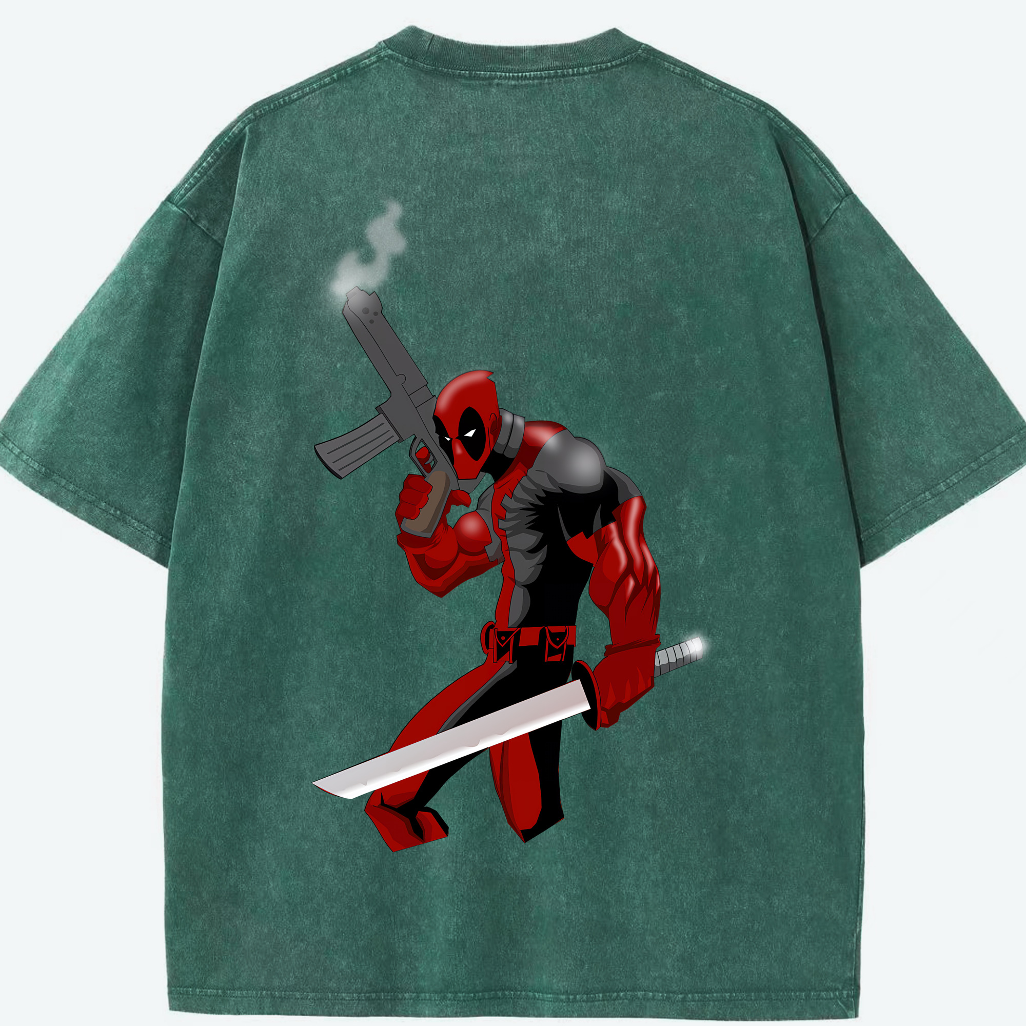 （画像用） Deadpool デッドプール 綿100% ヴィンテージ風 半袖Tシャツ（背面プリント）